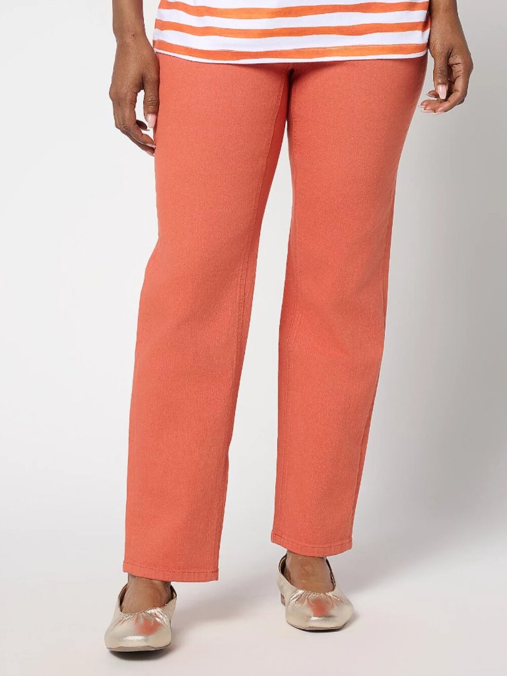 Denim & Co. Petite Classic Stretch Colored Ankle Jeans, Terracotta Sz 10P a68785